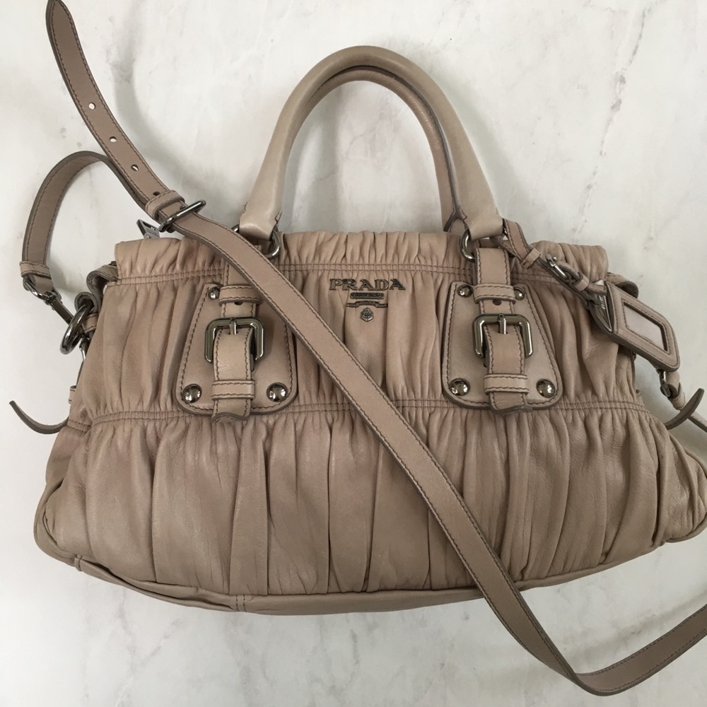Prada Nappa Gaufre Satchel in Pomice